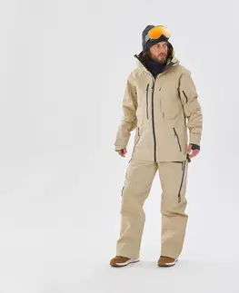 alpinizmus Pánske lyžiarske náprsenkové nohavice FR900 béžové