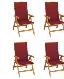 Zahradné stoličky Záhradná stolička 4 ks teak / látka Dekorhome Čierna