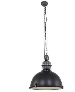 Závesné svietidlá Steinhauer Čierna priemyselná závesná lampa Bikkel L02