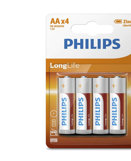 Predlžovacie káble Philips Philips R6L4B/10 - 4 ks Zinkochloridová batéria AA LONGLIFE 1,5V 