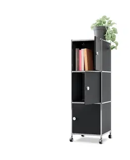 Office Furniture Kovová skrinka na kolieskach »CN3« s 3 dvierkami, čierna