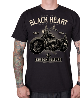 Pánske tričká Tričko BLACK HEART Motorcycle čierna - 3XL