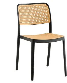 Záhradné stoličky a kreslá Stohovateľná stolička, čierna/béžová, RAVID TYP 1