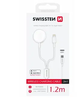 Príslušenstvo k wearables Swissten Nabíjací magnetický kábel 2v1 pre Apple Watch a Lightning 1,2 m, biely 22055510