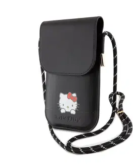 Puzdrá na mobilné telefóny Taška na telefón Hello Kitty PU Daydreaming Logo Leather, čierna 57983116951