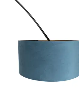 Oblúkové lampy Oblúková lampa čierny zamatový odtieň modrý so zlatom 50 cm - XXL