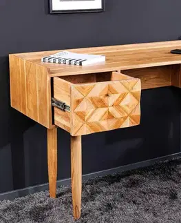 Písacie stoly LuxD Dizajnový písací stôl Halia Honey 132 cm akácia