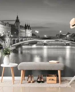Samolepiace tapety Samolepiaca fototapeta oslňujúca čiernobiela panoráma Paríža