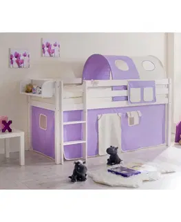 Vyvýšené detské postele Posteľ s priestorom na hru Malte Záves Ružovo-Béžový