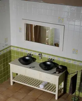 Kúpeľňa SAPHO - BRAND zrkadlo v drevenom ráme 1300x700, starobiela BA062