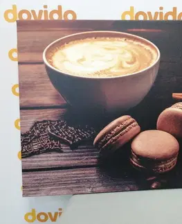 Obrazy jedlá a nápoje Obraz káva s čokoládovými makrónkami