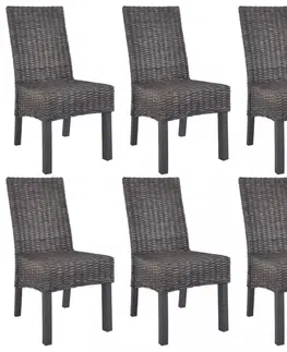 Jedálenské stoličky a kreslá Jedálenská stolička 6 ks ratan / mangovník Dekorhome Hnedá