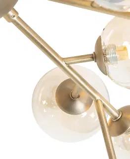 Stropne svietidla Moderné stropné svietidlo bronzové s jantárovým sklom 20 svetiel - Bianca