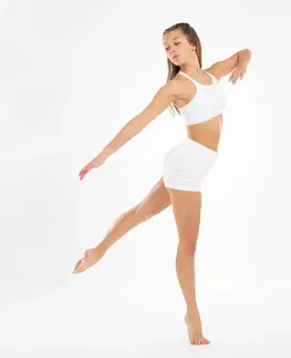 gymnasti Dievčenské šortky na moderný jazzový tanec biele