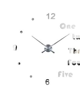 Hodiny 3D Nalepovacie hodiny DIY Clock Evevo 8282XL, Silver 90-130cm