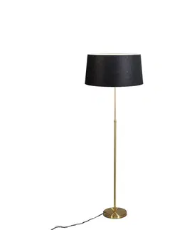 Stojace lampy Stojacia lampa zlatá / mosadz s čiernym tienidlom nastaviteľná 45 cm - Parte