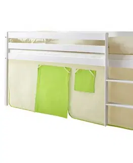 Vyvýšené detské postele Posteľ s priestorom na hru Malte Záves Béžovo-Zelený