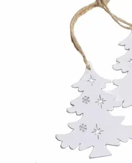 Vianočné dekorácie Kinekus Ozdoba závesná stromček 7x8 cm sada 2 ks drevo biely