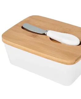Dekorácie a bytové doplnky Keramická cukernička s dreveným vekom + biely nožík