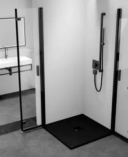Sprchové dvere POLYSAN - ZOOM BLACK štvorcová sprchová zástena 800x800, rohový vstup ZL4815BL-02