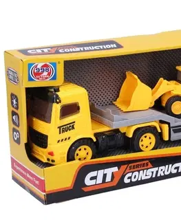 Hračky - dopravné stroje a traktory WIKY - Ťahač so stavebnými strojmi 36cm