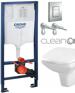 Záchody Rapid SL pre závesné WC 38528SET s chrómovou doskou + WC CERSANIT CLEANON CARINA + SEDADLO 38772001 CA1