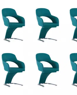 Jedálenské stoličky a kreslá Jedálenská stolička 6 ks umelá koža / chróm Dekorhome Modrá