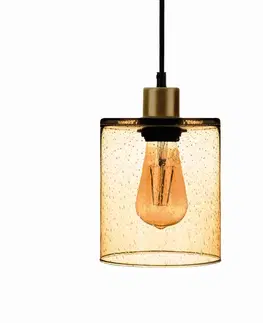 Závesné svietidlá Solbika Lighting Závesná lampa Soda so žltým skleneným tienidlom Ø 15 cm