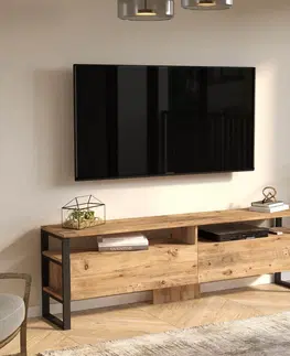 TV stolíky TV stolík MILI 19, farba borovica + čierny kov