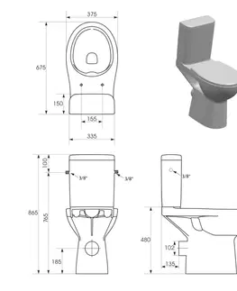 Kúpeľňa SAPHO - HANDICAP WC kombi s elektronickým bidetom BLOOMING EKO PLUS NB-1160D-1