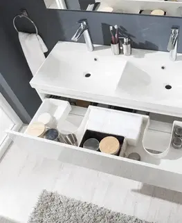Kúpeľňový nábytok MEREO - Aira, kúpeľňová skrinka s umývadlom z liateho mramoru 121 cm, šedá CN733M