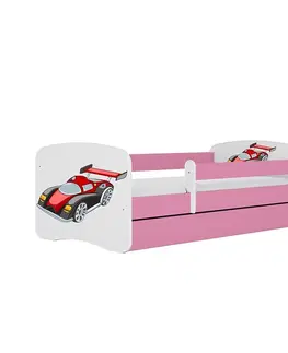 Jednolôžkové postele Detská Posteľ. Babydreams+Sz+M Ružová 80x160 Auto