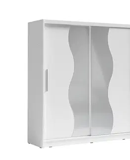 Šatníkové skrine Skriňa s posúvacími dverami, biela, BIRGAMO TYP 1