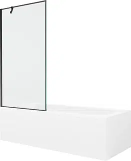 Sprchové dvere MEXEN/S - Vega obdĺžniková vaňa 160 x 70 cm s panelom + vaňová zástena 90 cm, čierna vzor 550116070X9509007070