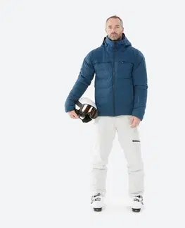 bundy a vesty Pánska hrejivá lyžiarska prešívaná bunda 900 Warm modrá
