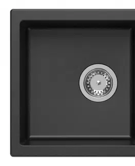 Kuchynské drezy SAPHO SAPHO - Granitový zabudovateľný drez s odkvapom, 77x44cm, čierna 30874504