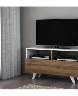 TV stolíky a steny  TV Stolík NOVELLA 50,6x90 cm biela/hnedá 