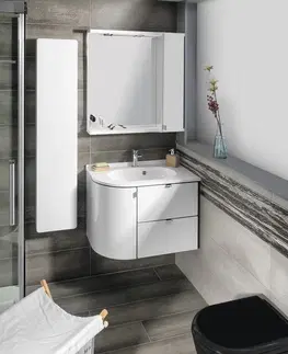 Kúpeľňový nábytok SAPHO - PULSE galérka s LED osvetlením 75x80x17cm, pravá, biela/antracit PU078-3034