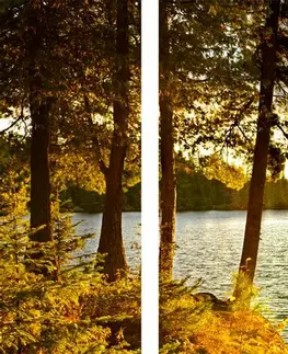 Obrazy prírody a krajiny 5-dielny obraz západ slnka nad jazerom