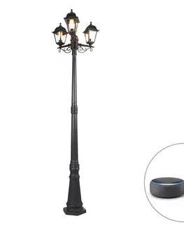 Zahradne stlpove lampy Inteligentná lampa čierna 3-svetlá IP44 vrátane Wifi ST64 - Capital