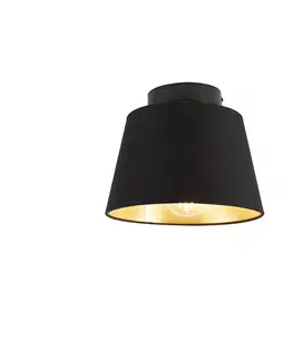 Stropne svietidla Stropná lampa s bavlneným tienidlom čierna so zlatom 20 cm - čierna Combi