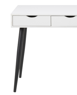 Písacie stoly Dkton Dizajnový písací stôl Nature 110 cm, biely-čierny