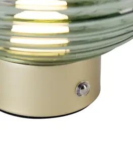 Stolove lampy Tafellamp messing met groen glas oplaadbaar - Lexie