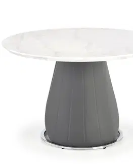 Stoly v podkrovnom štýle Stôl Remigio 120 Mdf/Oceľ/Eco Koža – Biely/Popolavý