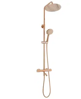 Sprchové sety - povrchová montáž Termostatický stĺpik Rea Lungo ružové zlato