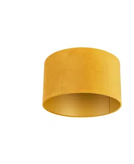Tienidlo na lampu Velúrové tienidlo žlté 35/35/20 so zlatým interiérom