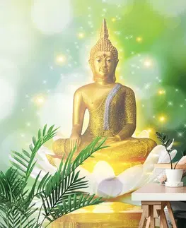 Tapety Feng Shui Tapeta zlatý Budha na lotosovom kvete