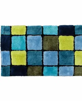 Koberce a koberčeky KONDELA Ludvig koberec 80x150 cm svetlomodrá / tmavomodrá / zelená