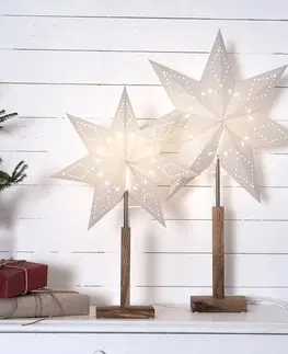 Vianočné svetelné hviezdy STAR TRADING Karo – stojaca deko lampa s hviezdnym vzorom 55 cm