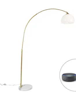 Oblúkové lampy Inteligentná oblúková lampa z mosadze s bielym tienidlom vrátane Wifi A60 - Arc Basic